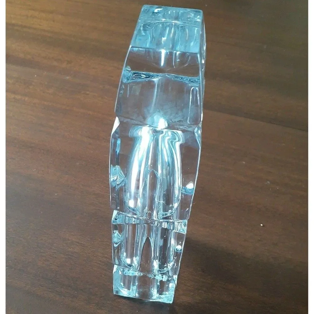 Heavy lead Crystal Bud Vase blocky Rectangular Shape glass flower vase block